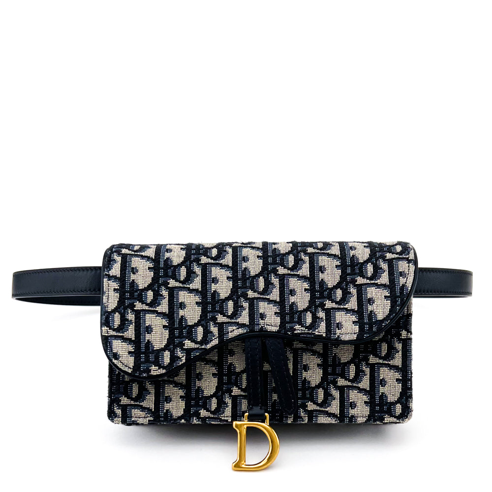 Pre-owned Medium Dior Double Oblique Clutch Bag - Blue