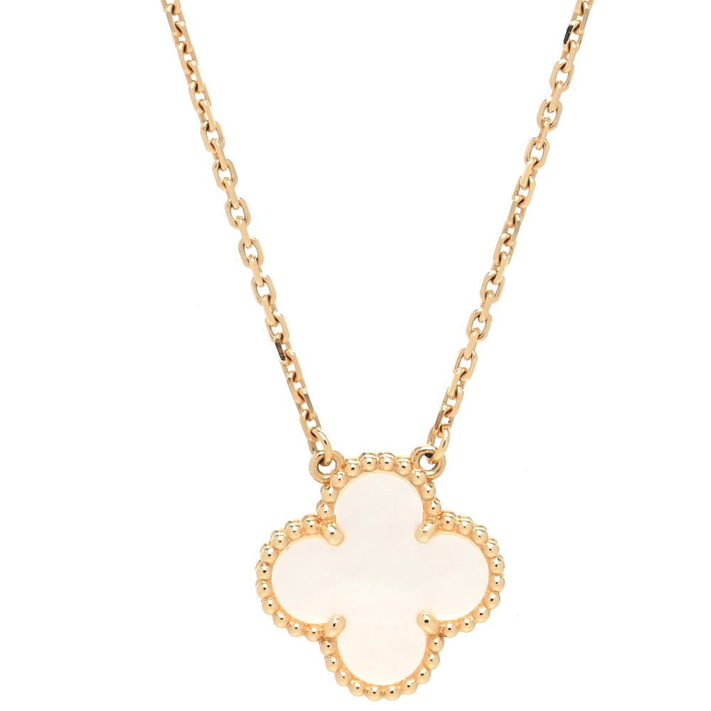 Van Cleef & Arpels Vintage Alhambra Pendant Necklace 18K Yellow Gold and  Mother of Pearl White 982641