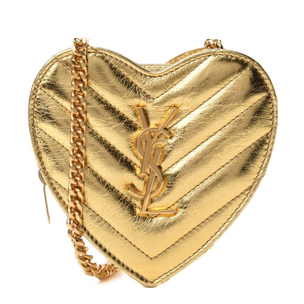 Cross body bags Saint Laurent - Love Heart small metal leather bag