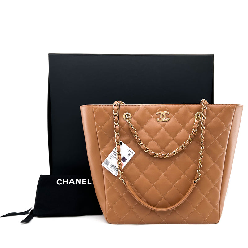 CHANEL Lambskin Quilted Chanel 19 Shopping Bag Grey 1118468