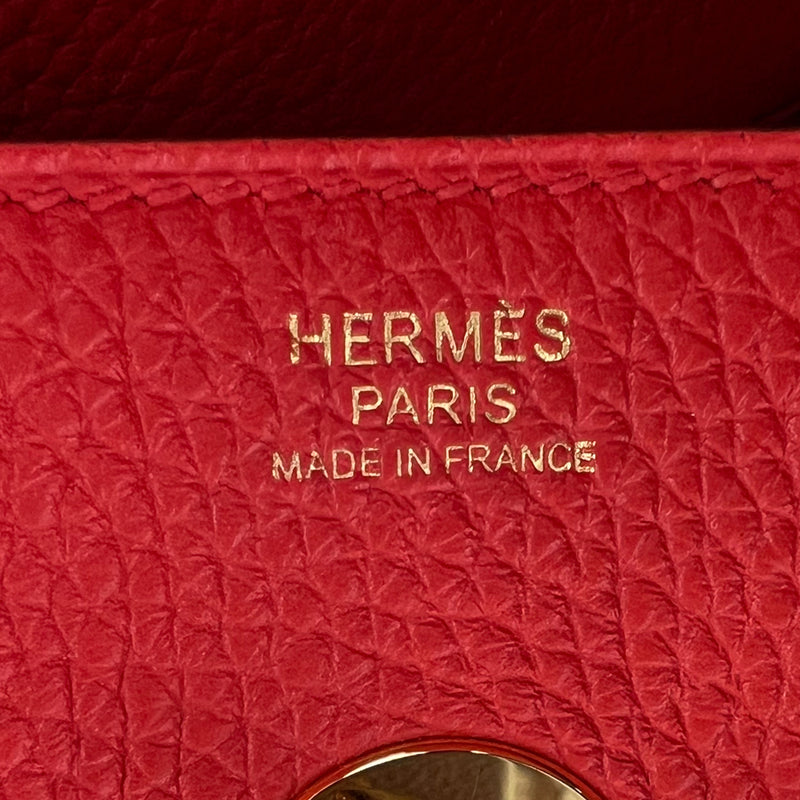 HERMES Taurillon Clemence Lindy 26 Rouge Tomate 689299
