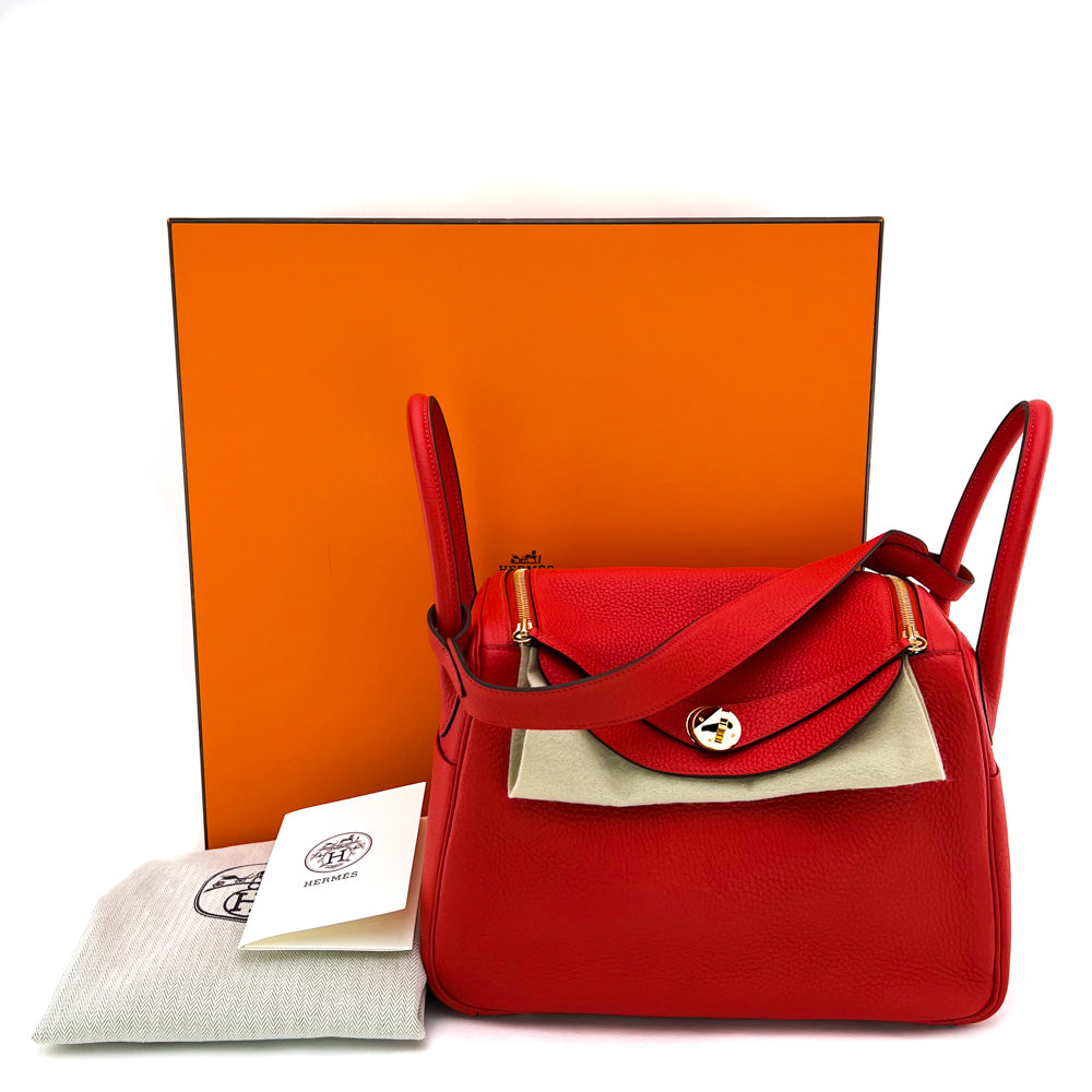 HERMES Taurillon Clemence Lindy 26 Rouge Casaque 1278705