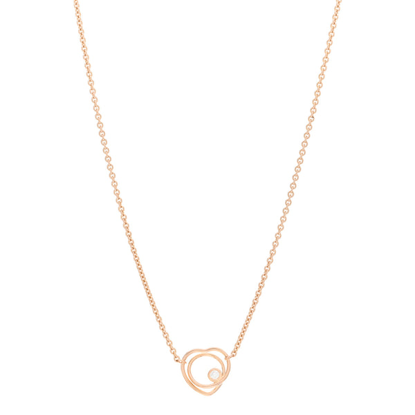 Hermes 18k Rose Gold and Diamond Vertige Coeur Pendant Necklace, Small Model