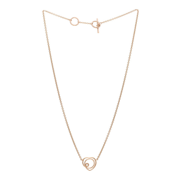 Hermes 18k Rose Gold and Diamond Vertige Coeur Pendant Necklace