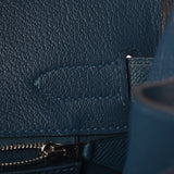 Hermes Bleu De Malte Epsom Leather Palladium Plated Birkin 30 Bag