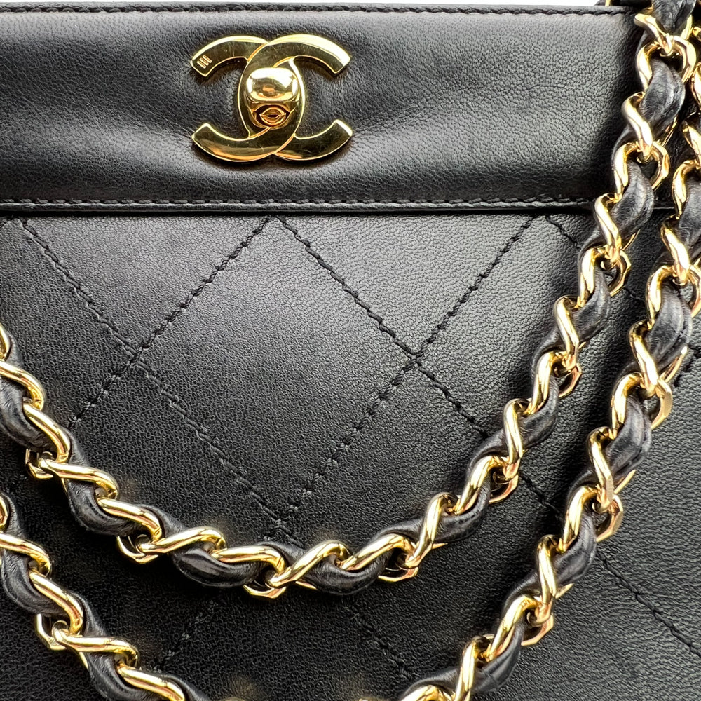 CHANEL CC Metallic Shoulder Chain Tote Bag Leather Metallic gold