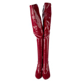 Saint Laurent Red Patent Leather Aylah Thigh High Over the Knee Boots