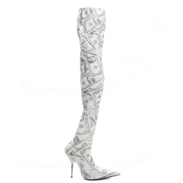 Balenciaga White Knife Dollar 110 Stretch Fabric Over-The-Knee 