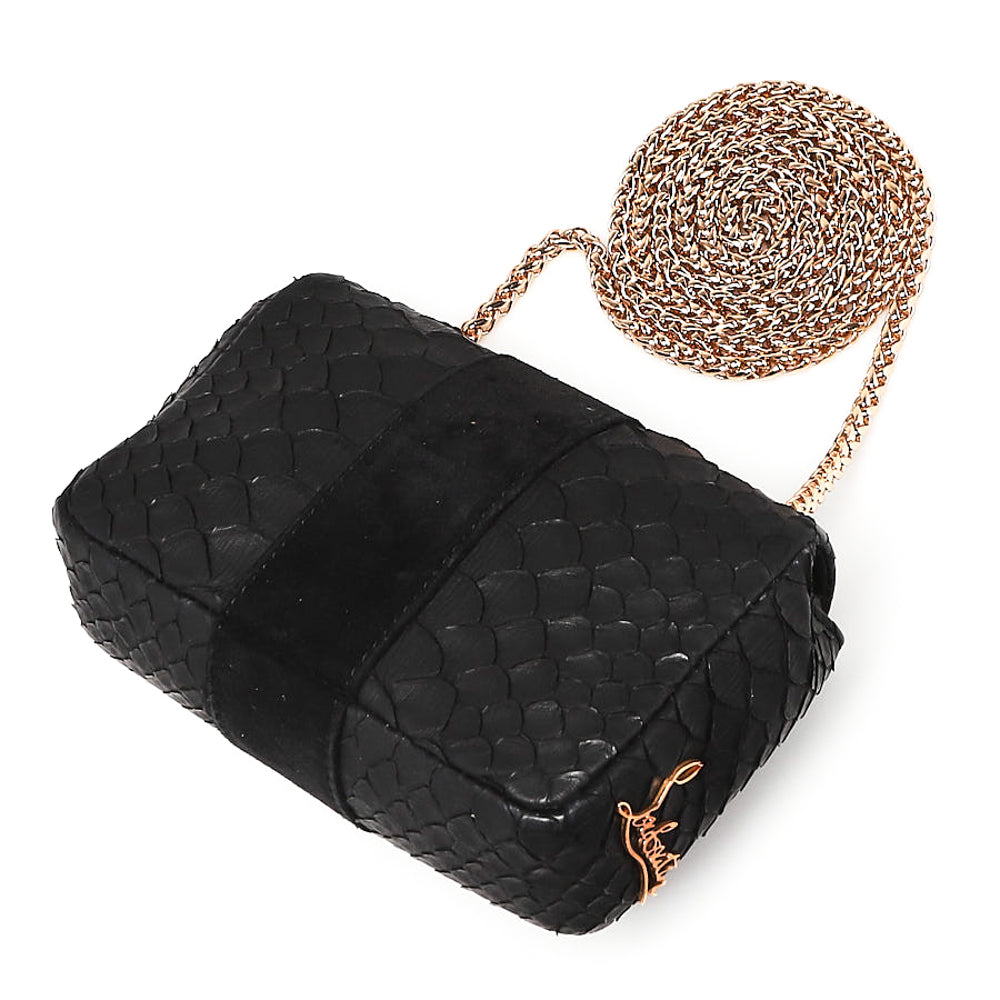 Christian Louboutin Black Snakeskin Swarovski Crystal Vanite Small Clutch  Bag