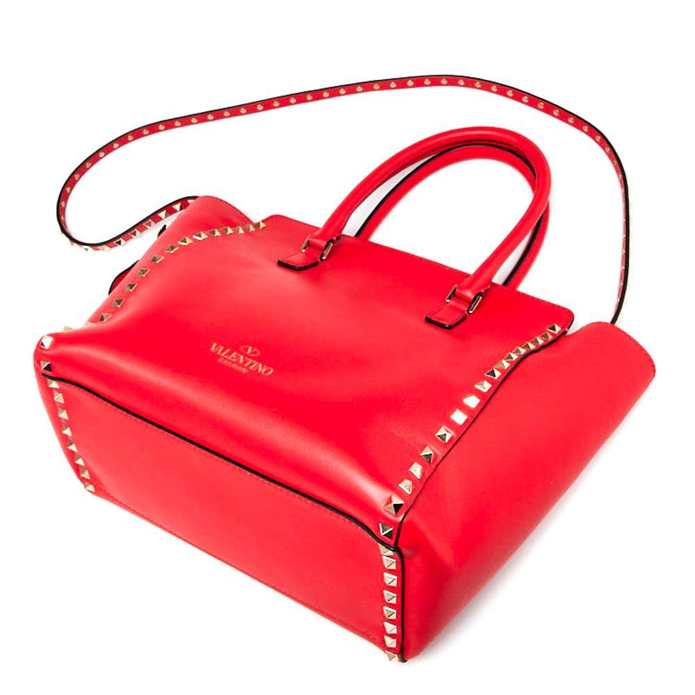 Valentino by Mario Valentino Mandolino red studded tote bag