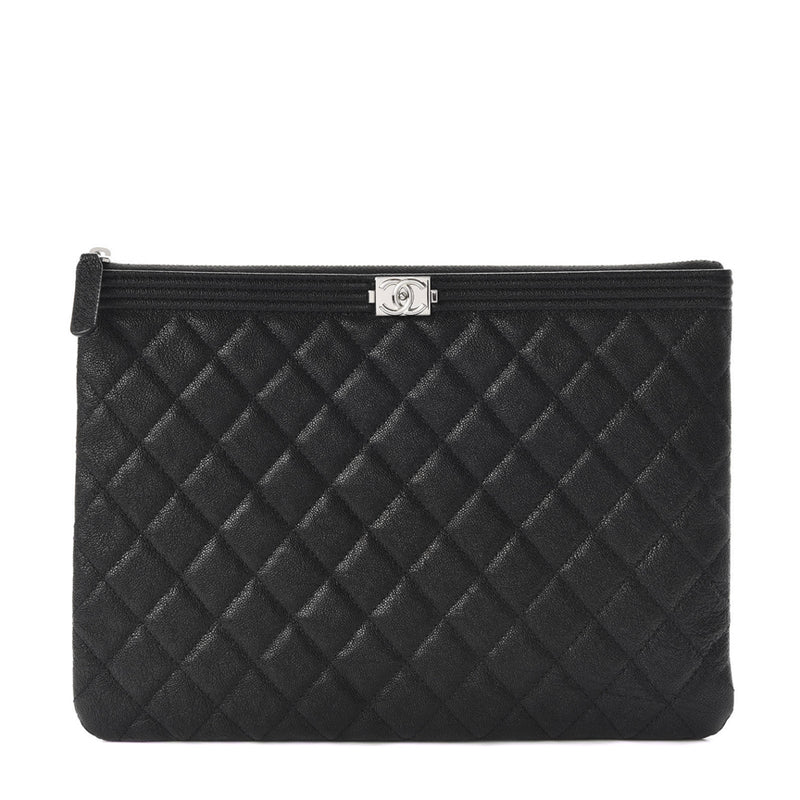 CHANEL Shiny Goatskin Quilted Chanel 19 Zip Around Coin Purse Wallet Black  1242414
