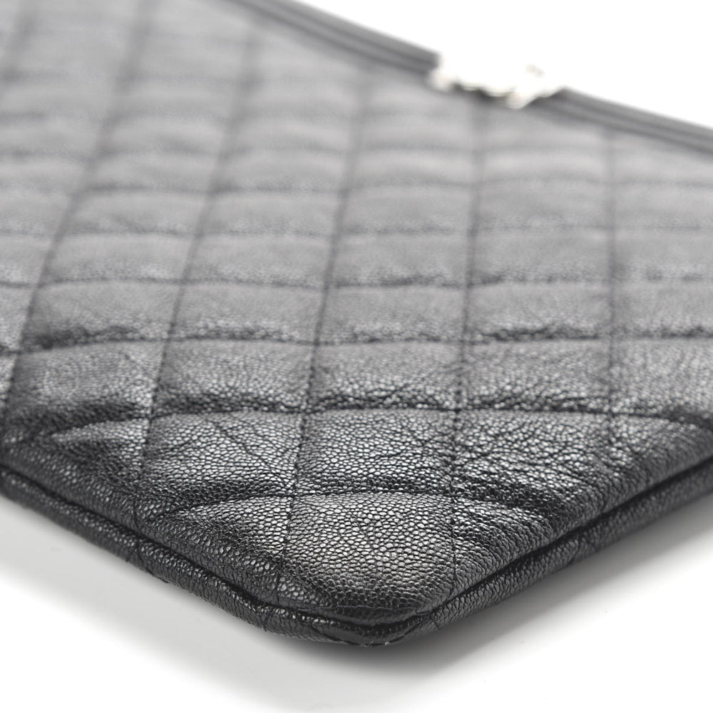 Chanel Boy Zip Pouch Quilted Caviar Long at 1stDibs