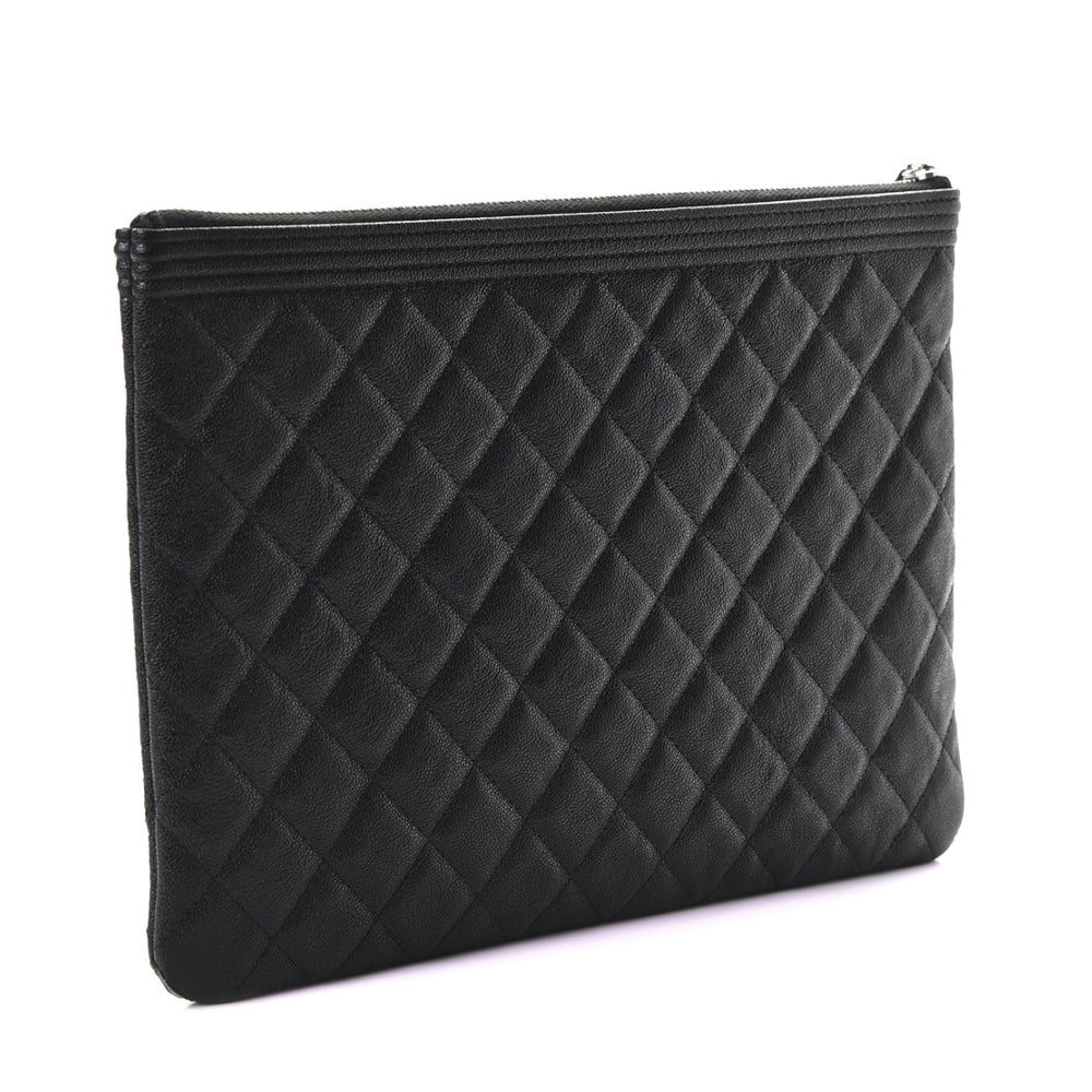 Chanel Black Quilted Caviar Leather Zip Round Coin Purse - Yoogi's