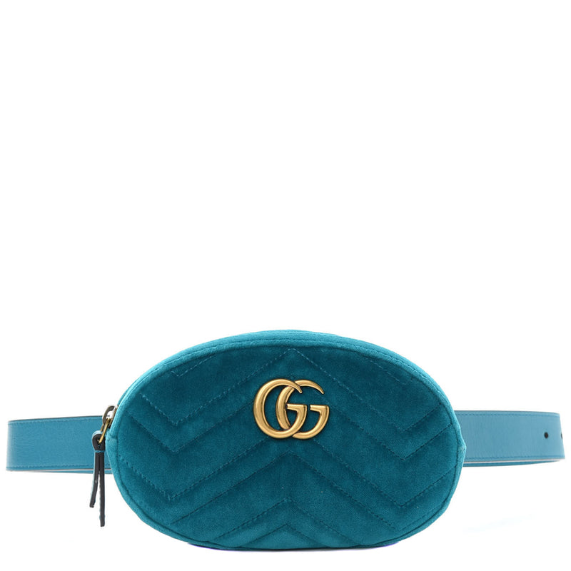 Gucci Green Matelassé Velvet GG Marmont Belt Bag Gucci