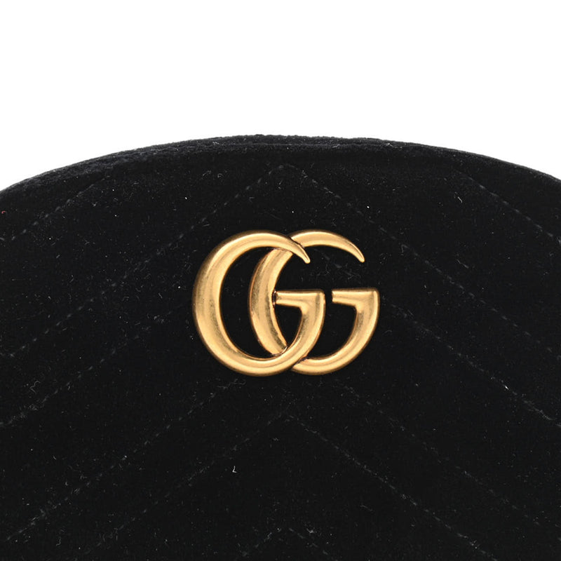Authentic Gucci GG Marmont Black Velvet Leather Waist Belt Bag 85