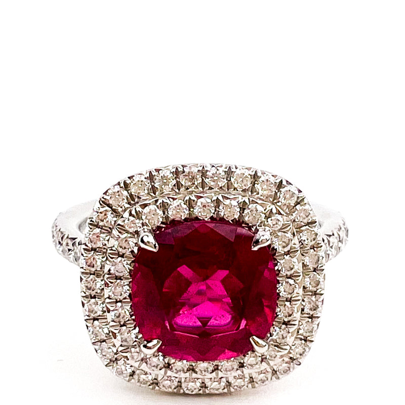 Tiffany & Co. Platinum Pink Ruby & Diamond Heart Pendant in 18K  White Gold