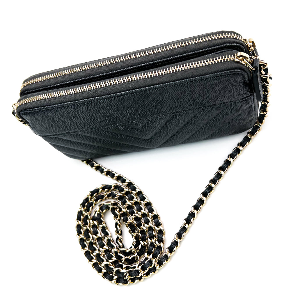 Chanel Womens Caviar Leather Purse Black – Luxe Collective