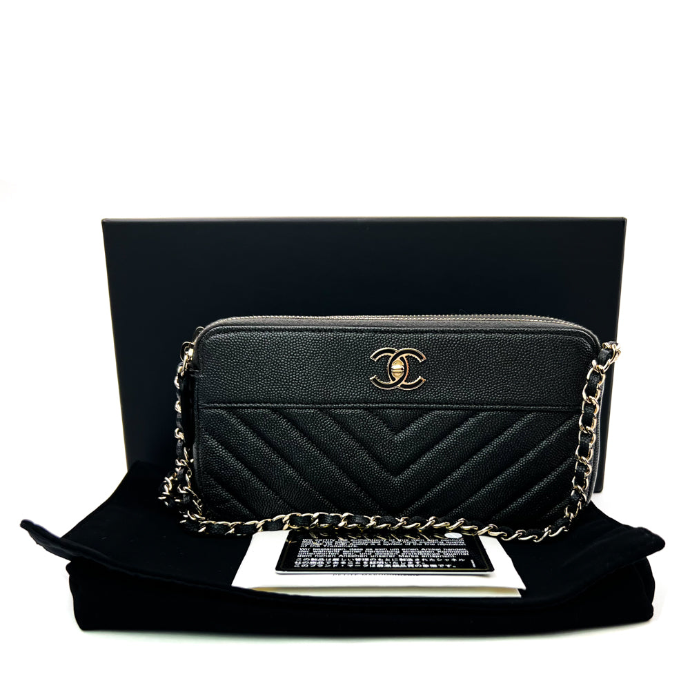 Chanel Black Quilted Caviar Leather WOC Clutch Bag Chanel