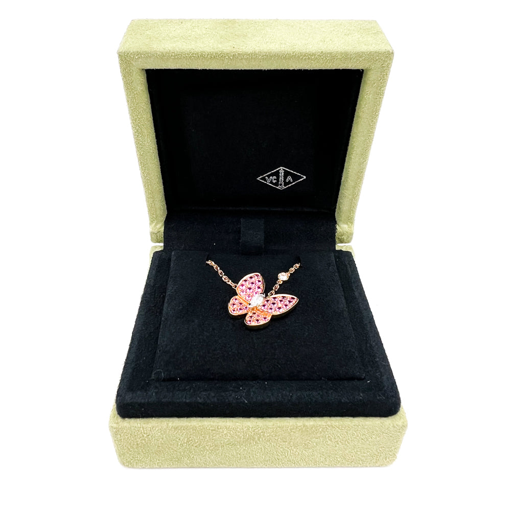 Pink Sapphire & Diamond Butterfly Necklace - 002-230-01592