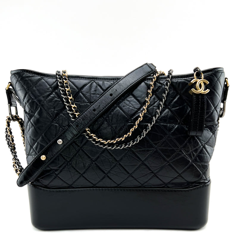 Chanel - Authenticated Gabrielle Clutch Bag - Leather Black Plain for Women, Very Good Condition