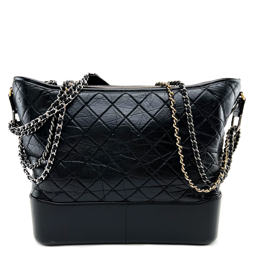 Chanel Gabrielle Hobo New Medium Black Quilted Calfskin with mixed