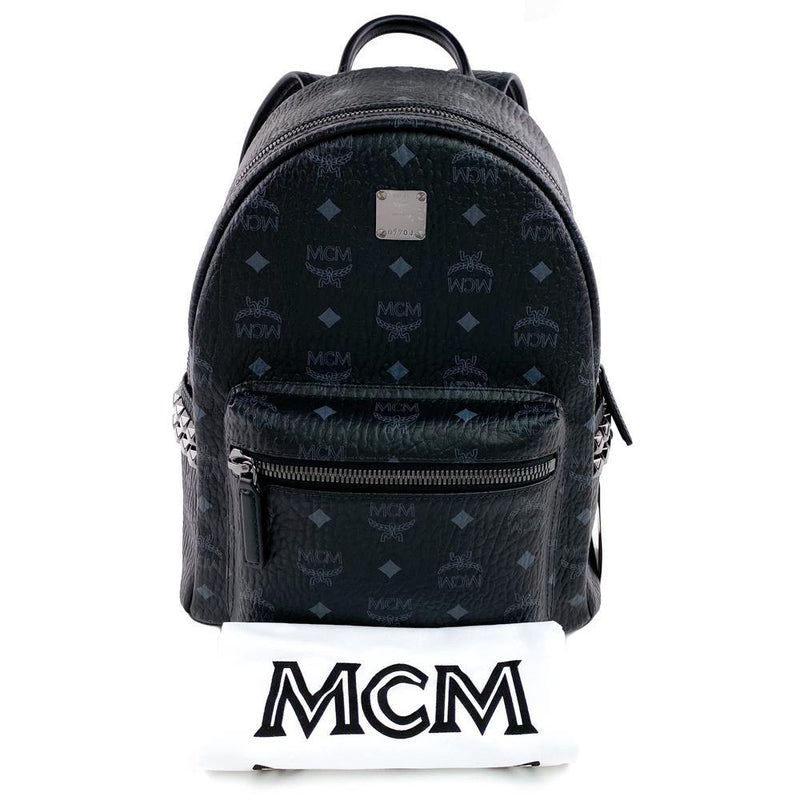 MCM Stark Backpack Visetos Side Studs Large Black in Coated Canvas with  Gunmetal - US