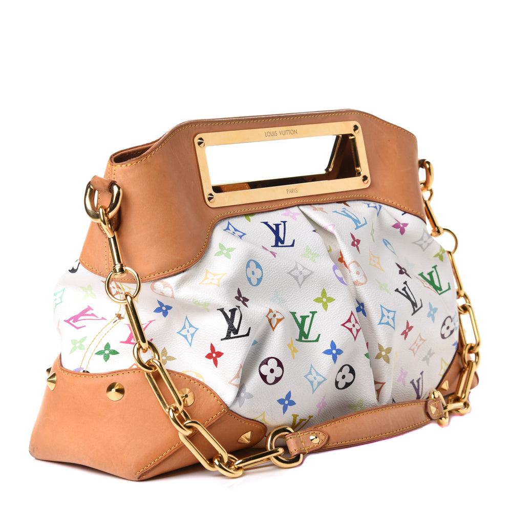 Louis+Vuitton+Judy+Shoulder+Bag+PM+Beige+White+Canvas+Leather+Murakami+ Multicolore+Monogram for sale online