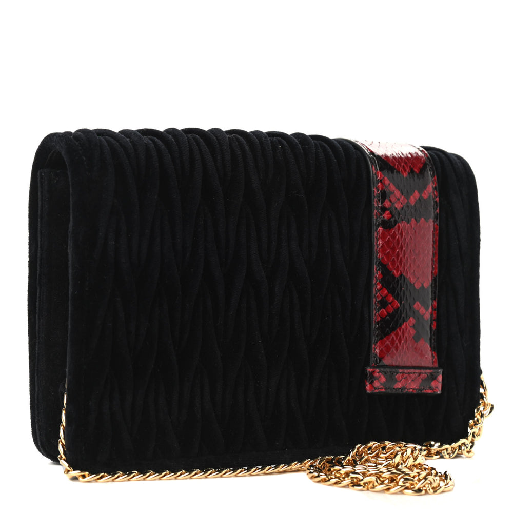 Miu Miu Matelassé Pearl Embellished Shoulder Bag in Black