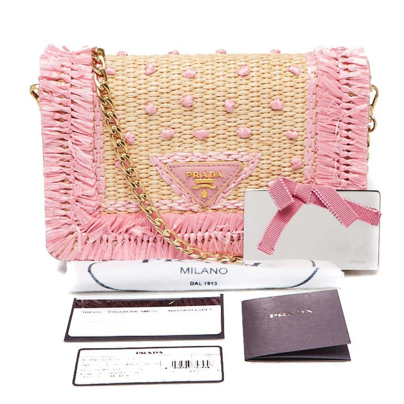 Prada, Bags, Prada Ruffle Light Pink Wallet Bag On Chain