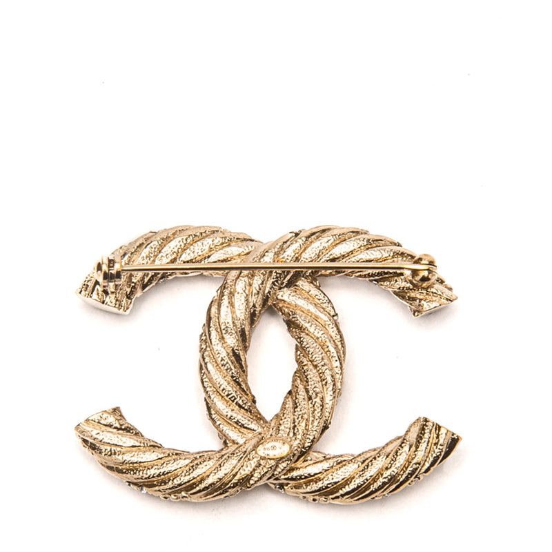 Chanel Light Gold Twisted Brooch