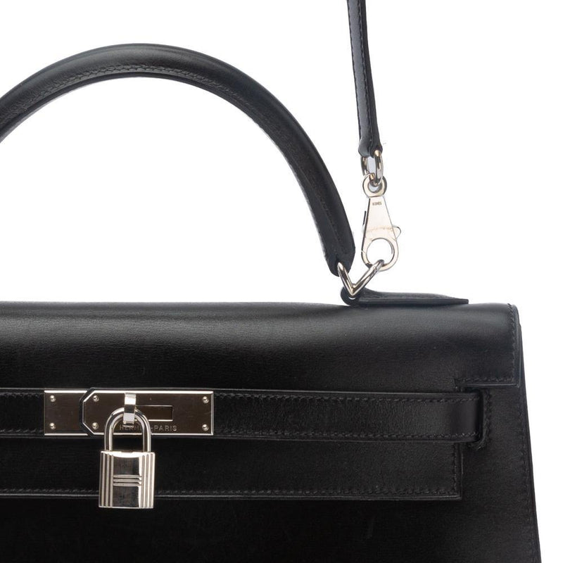 Hermes Kelly Sellier 25 Black Box Palladium Hardware Bag – MAISON de LUXE