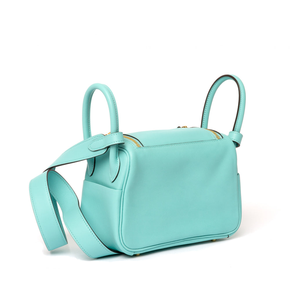 Hermes Mini Lindy in Blue Atoll with GHW – LuxuryPromise