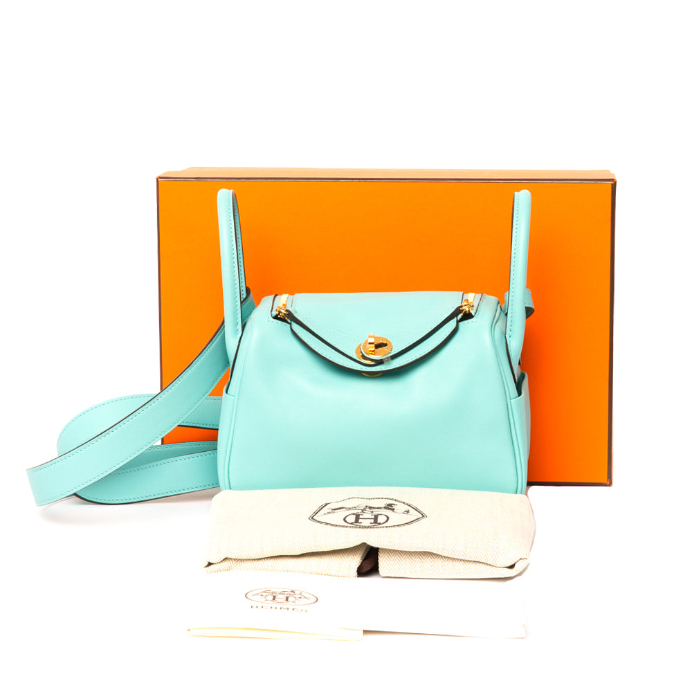 SOLD) genuine (NEW) Hermès mini lindy – bleu pale – Deluxe Life Collection