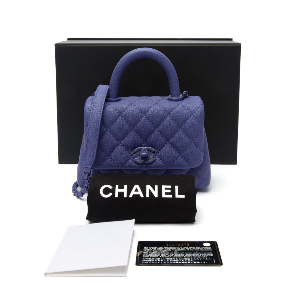 Chanel Coco Handle Extra Mini, Purple Caviar Leather with Gold Hardware,  New in Box (Ship from London)