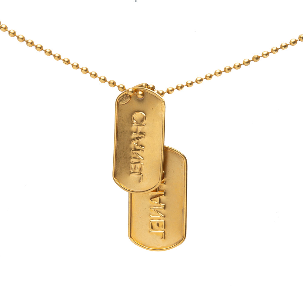 Gold Metal Dog Tag Necklace, 1993, Handbags & Accessories, The Chanel  Collection, 2022