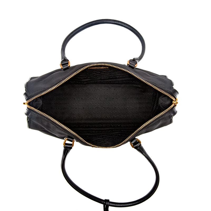 Prada Saffiano Top Handle Black Leather Bag