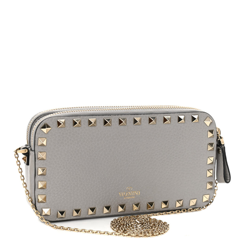 Valentino Garavani - Authenticated Rockstud Spike Handbag - Leather Navy Plain for Women, Good Condition