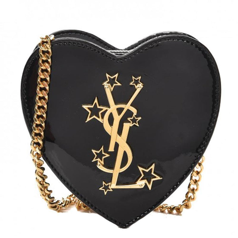 Saint Laurent Heart Chain Shoulder Bag - Black Crossbody Bags